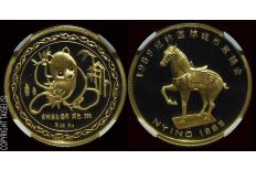 1989 China New York Expo Panda 1/4oz Gold proof medal NGC PF69