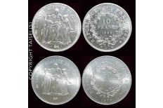 France 1965 and 1976 Hercules 2 Silver coin set UNC