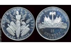 1967 Haiti 10th Anniversary of Revolution 25 Gourdes Silver coin UNC