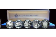 1990 New Zealand 5 Silver Proof coin set