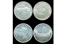 Canada 1939 George VI 1 Dollar (UNC) and 1967 Elizabeth II 25 Cents (EF).  2 Silver coin set