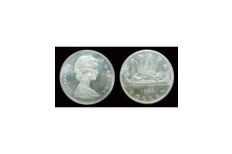 Canada 1965 Queen Elizabeth II Voyaguer $1 Silver coin UNC